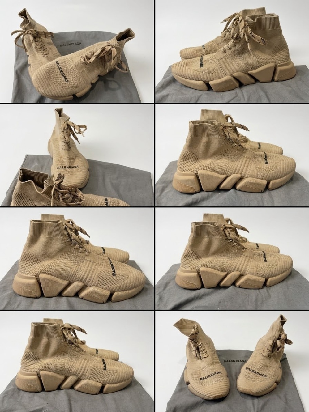 Balenciaga Tan Knit High-Top Sock Sneakers